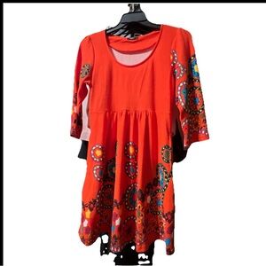 Reborn Vibrant Orange Patterned Dress